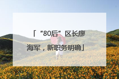 “80后”区长廖海军，新职务明确