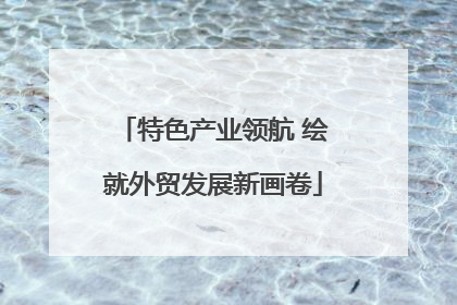 特色产业领航 绘就外贸发展新画卷