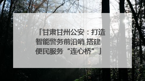 甘肃甘州公安：打造智能警务前沿哨 搭建便民服务“连心桥”