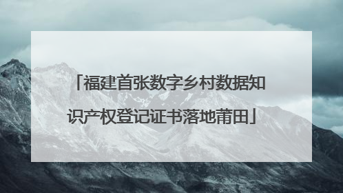 福建首张数字乡村数据知识产权登记证书落地莆田