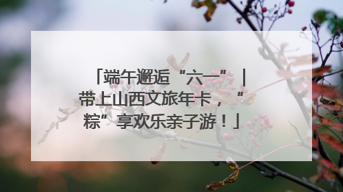 端午邂逅“六一”｜带上山西文旅年卡，“粽”享欢乐亲子游！