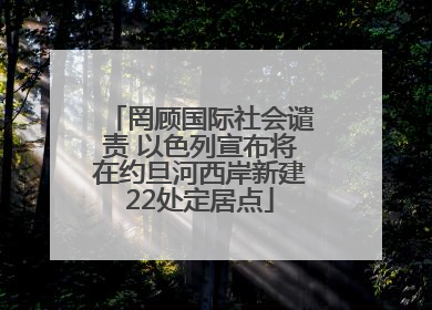 罔顾国际社会谴责 以色列宣布将在约旦河西岸新建22处定居点