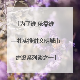 为了谁 依靠谁——扎实推进文明城市建设系列谈之一