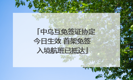 中乌互免签证协定今日生效 首架免签入境航班已抵达