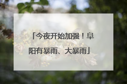 今夜开始加强！阜阳有暴雨、大暴雨