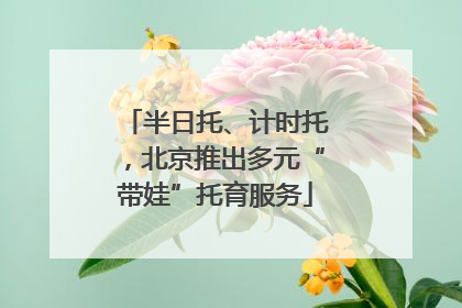 半日托、计时托，北京推出多元“带娃”托育服务