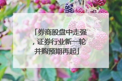 券商股盘中走强，证券行业新一轮并购预期再起