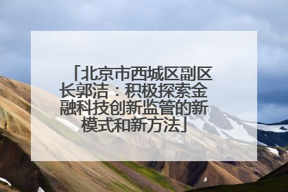 北京市西城区副区长郭洁：积极探索金融科技创新监管的新模式和新方法