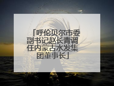 呼伦贝尔市委副书记赵长青调任内蒙古水发集团董事长