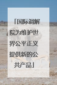 国际调解院为维护世界公平正义提供新的公共产品