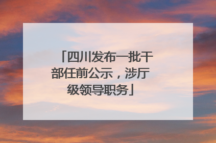 四川发布一批干部任前公示，涉厅级领导职务