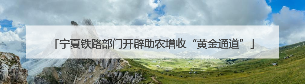 宁夏铁路部门开辟助农增收“黄金通道”