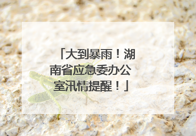 大到暴雨！湖南省应急委办公室汛情提醒！