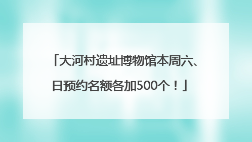 大河村遗址博物馆本周六、日预约名额各加500个！