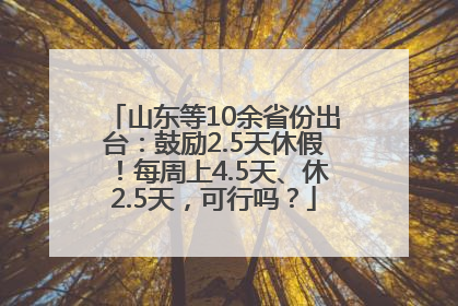 山东等10余省份出台：鼓励2.5天休假！每周上4.5天、休2.5天，可行吗？