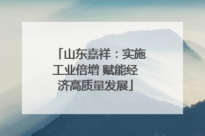 山东嘉祥：实施工业倍增 赋能经济高质量发展