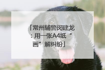 常州辅警闵建龙：用一张A4纸“画”解纠纷