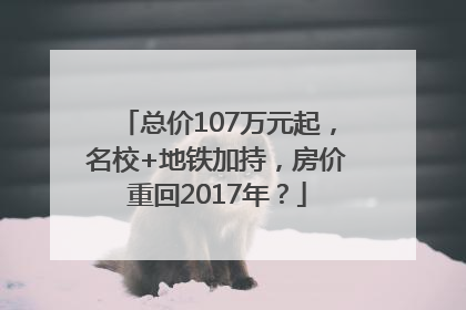 总价107万元起，名校+地铁加持，房价重回2017年？