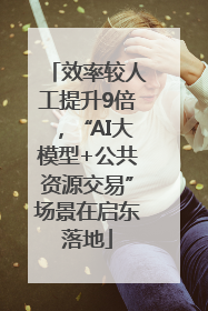 效率较人工提升9倍，“AI大模型+公共资源交易”场景在启东落地