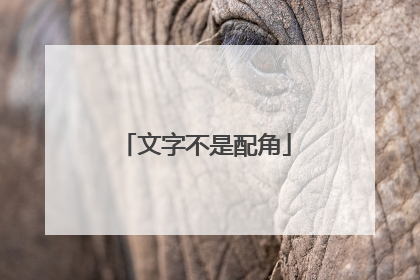 文字不是配角
