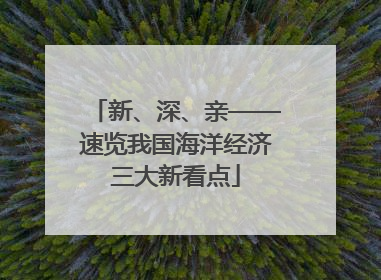 新、深、亲——速览我国海洋经济三大新看点
