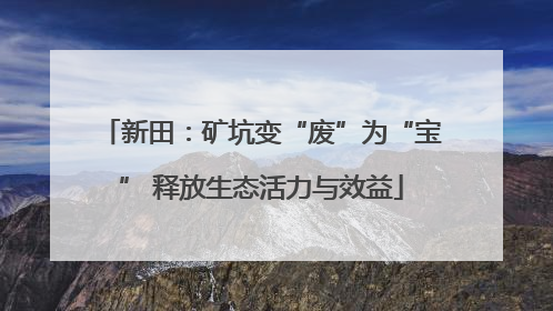 新田：矿坑变“废”为“宝” 释放生态活力与效益