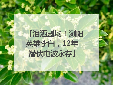 泪洒剧场！浏阳英雄李白，12年潜伏电波永存