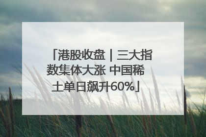港股收盘｜三大指数集体大涨 中国稀土单日飙升60%