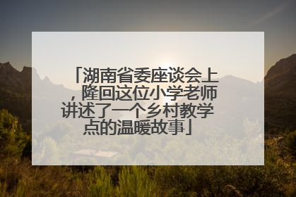 湖南省委座谈会上，隆回这位小学老师讲述了一个乡村教学点的温暖故事