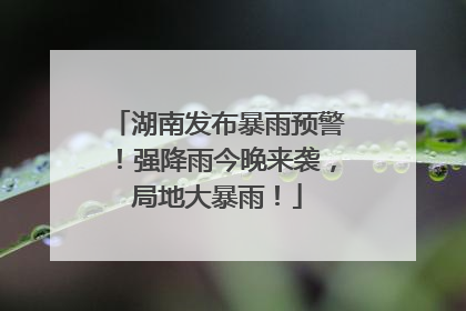 湖南发布暴雨预警！强降雨今晚来袭，局地大暴雨！