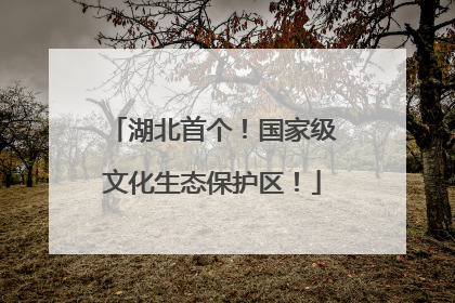 湖北首个！国家级文化生态保护区！