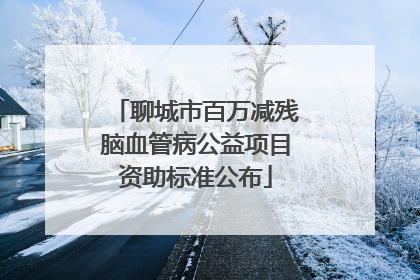 聊城市百万减残脑血管病公益项目资助标准公布