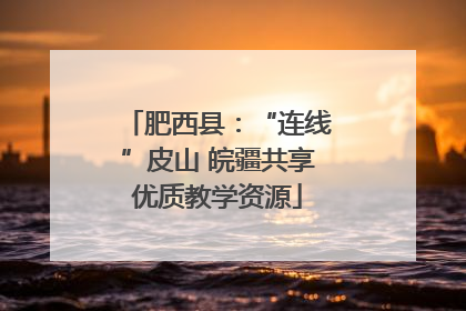 肥西县：“连线”皮山 皖疆共享优质教学资源