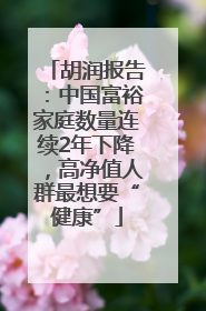 胡润报告：中国富裕家庭数量连续2年下降，高净值人群最想要“健康”