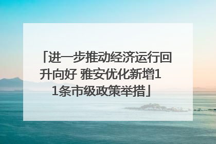 进一步推动经济运行回升向好 雅安优化新增11条市级政策举措