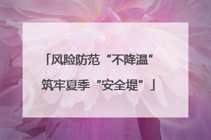风险防范“不降温” 筑牢夏季“安全堤”