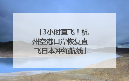 3小时直飞！杭州空港口岸恢复直飞日本冲绳航线