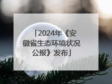 2024年《安徽省生态环境状况公报》发布