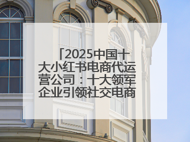 2025中国十大小红书电商代运营公司：十大领军企业引领社交电商新风向